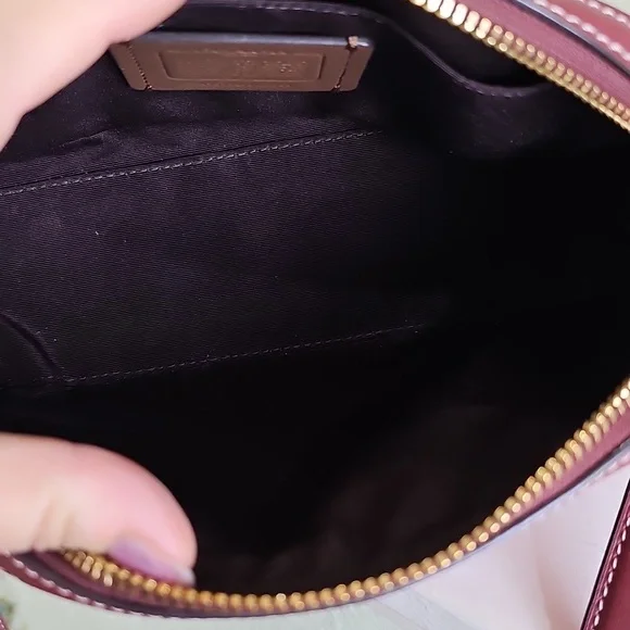 COACH CF343 MADI Crossbody Rouge Pink Canvas/Leather Monogram Print EUC - Picture 9 of 15